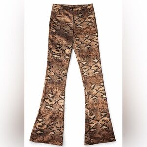 SHEIN Brown Snake Print Wide Leg Pants